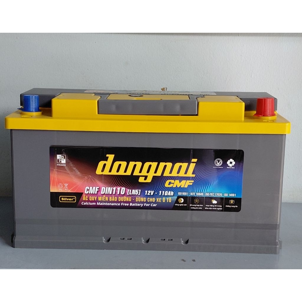 Ắc quy khô miễn bảo dưỡng 12v Đồng Nai CMF DIN110 [LN5] - 12V - 110Ah, ắc quy kín khí