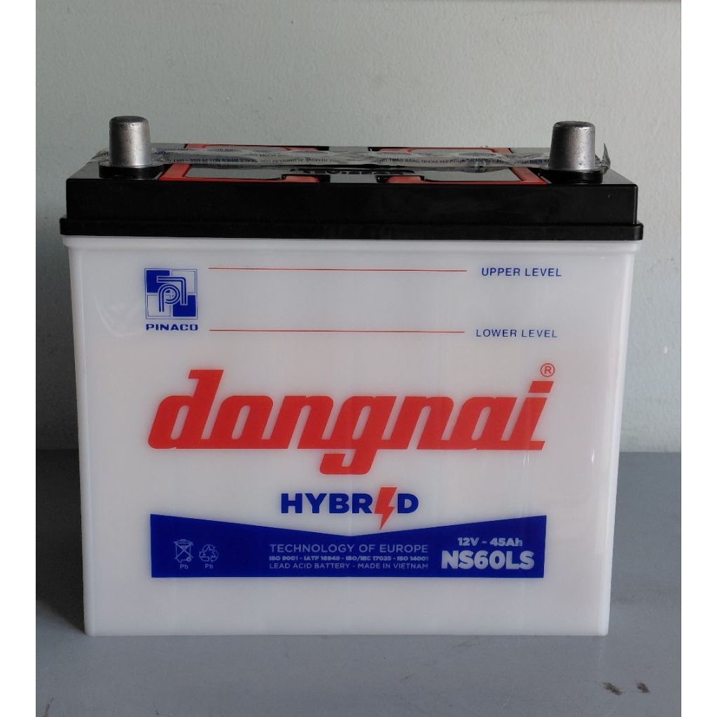 Bình ắc quy 12v Hybrid Đồng Nai NS60LS | 12V - 45Ah ( tặng acid châm bình ), sài đèn, quạt, oxy cá