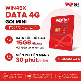 SIM WINTEL 4G/5G WIN99X WIN69X WIN45X WIN119P 210GB/THÁNG+50P NGOẠI MẠNG