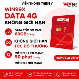 SIM WINTEL 4G/5G WIN99X WIN69X WIN45X WIN119P 210GB/THÁNG+50P NGOẠI MẠNG