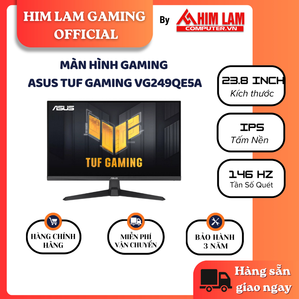 Màn Hình Gaming ASUS TUF Gaming VG249QE5A Tấm Nền IPS 146Hz Hàng Chính Hãng Bảo Hành 3 Năm