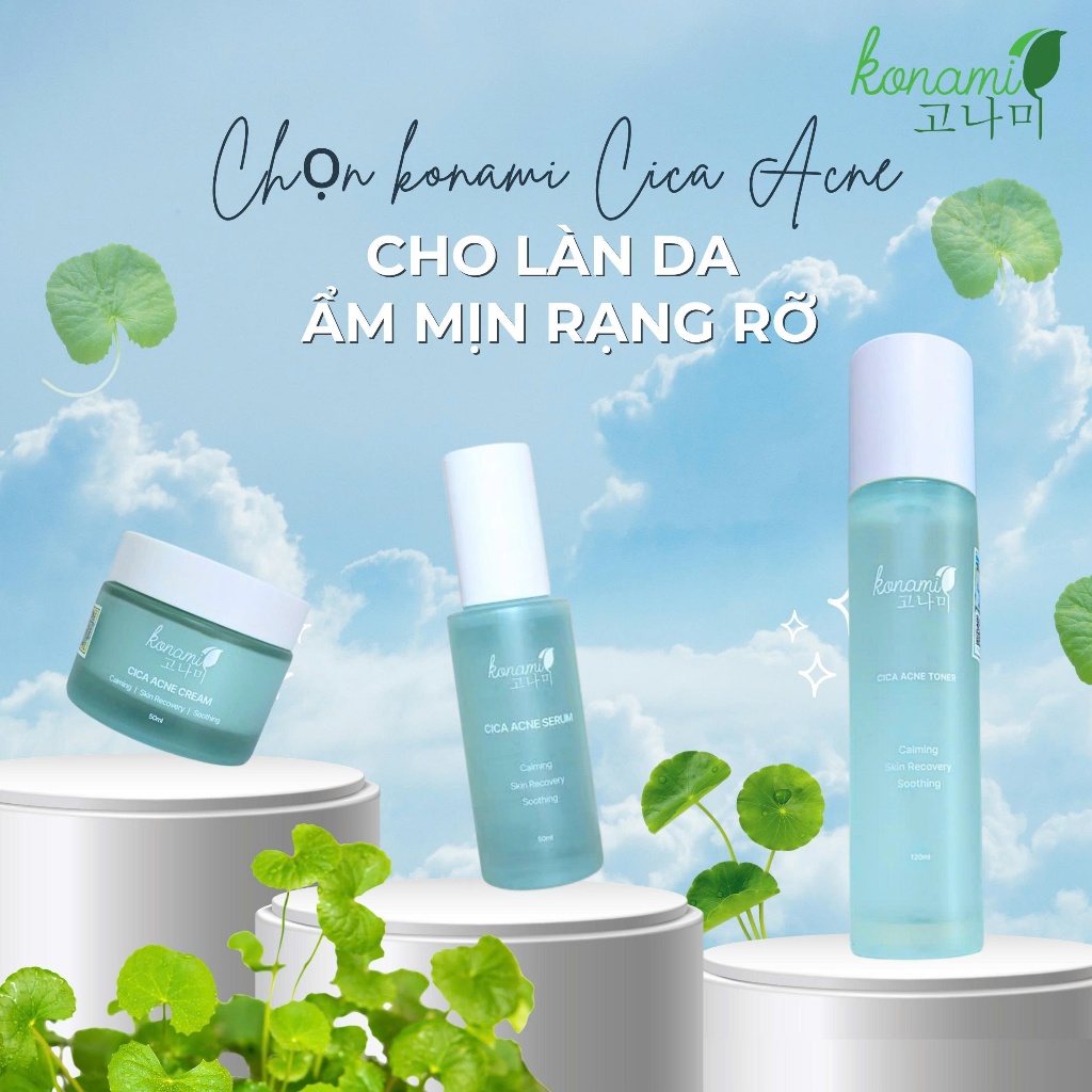 Combo sản phẩm chăm sóc da Serum , nước hoa hồng , kem dưỡng da Konami cica hàn quốc