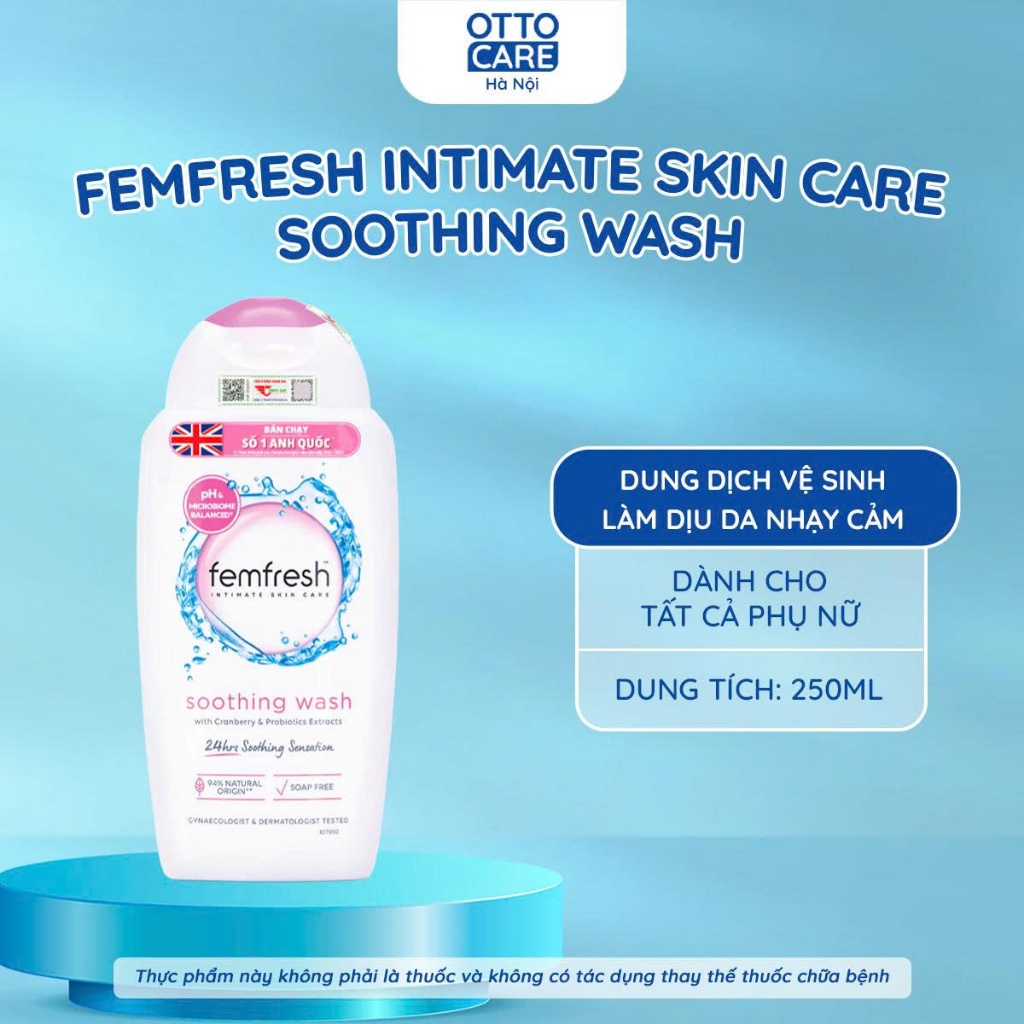 Dung dịch vệ sinh phụ nữ Femfresh Soothing Wash 250ml Màu Hồng