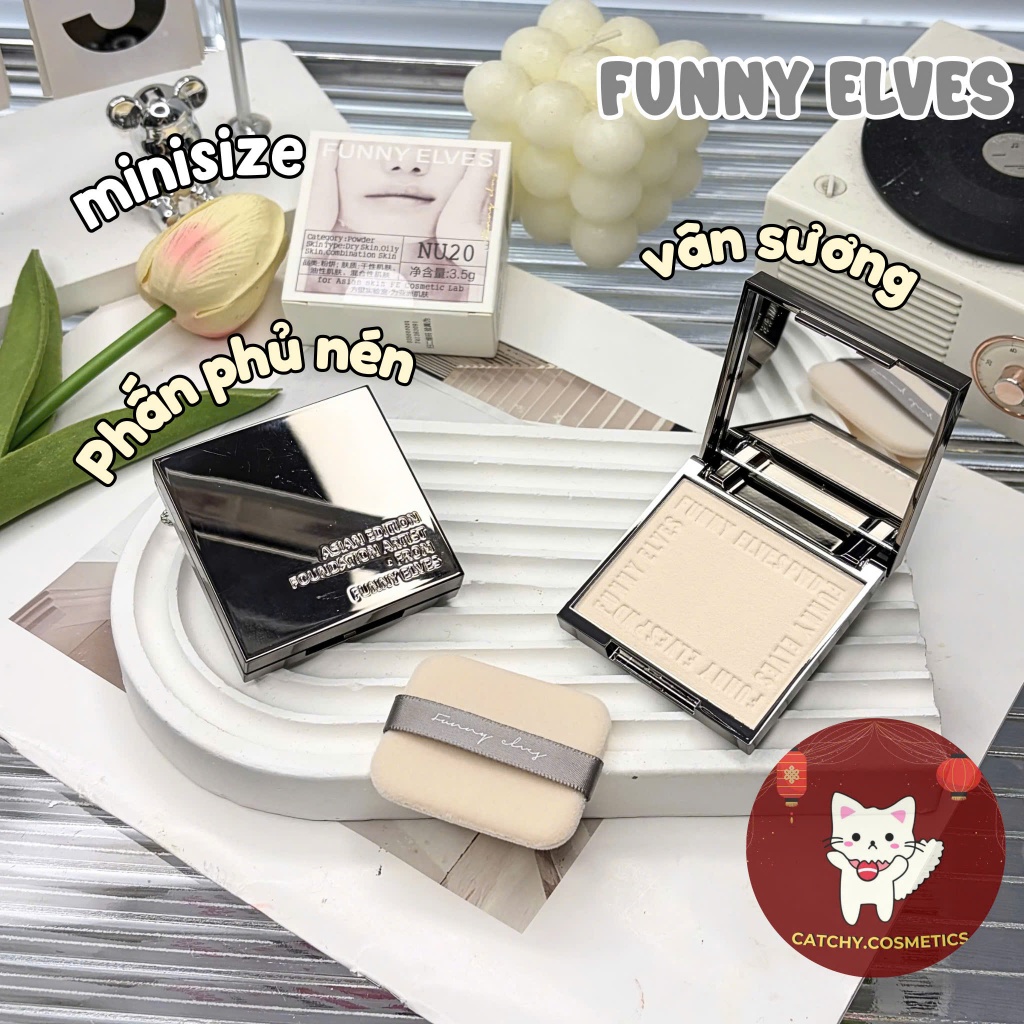 [FUNNY ELVES] (Minisize) Phấn Phủ Nén FUNNY ELVES Vân Sương, Soft Matte Pressed Powder, 3.5g