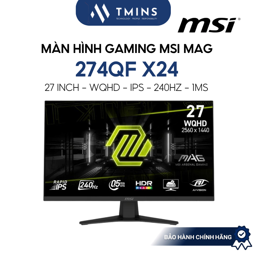 Màn hình Gaming MSI MAG 274QF X24 (27 inch/ WQHD/ IPS/ 240Hz/ 1ms) - Bảo hành Chính Hãng