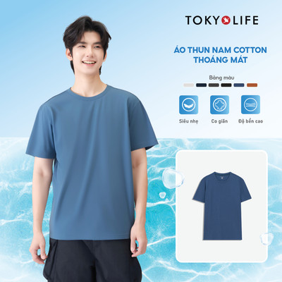 Áo thun trơn nam cổ tròn dáng suông trẻ trung chất liệu cotton co giãn thoáng mát 40001269_TOKYOLIFE