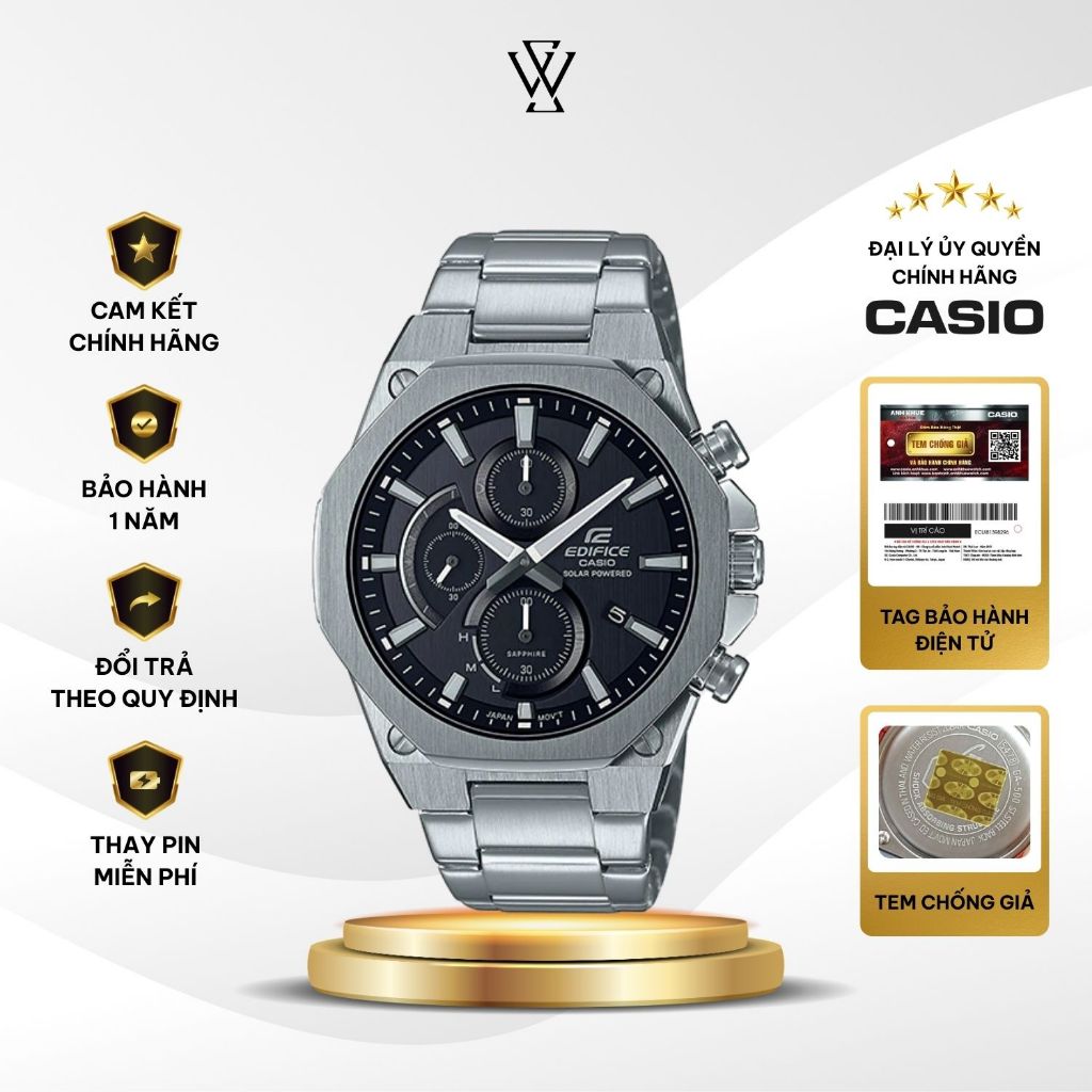 Đồng Hồ Nam Casio Edifice EFS-S570D-1AUDF Máy Pin năng lượng ánh sáng Kính Sapphire Size 44mm Dây Ki