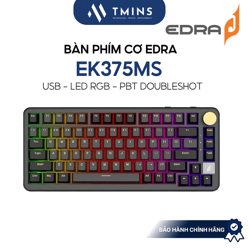 Bàn phím cơ EDRA EK375MS (USB/ LED RGB/ PBT Doubleshot) - Bảo hành Chính Hãng