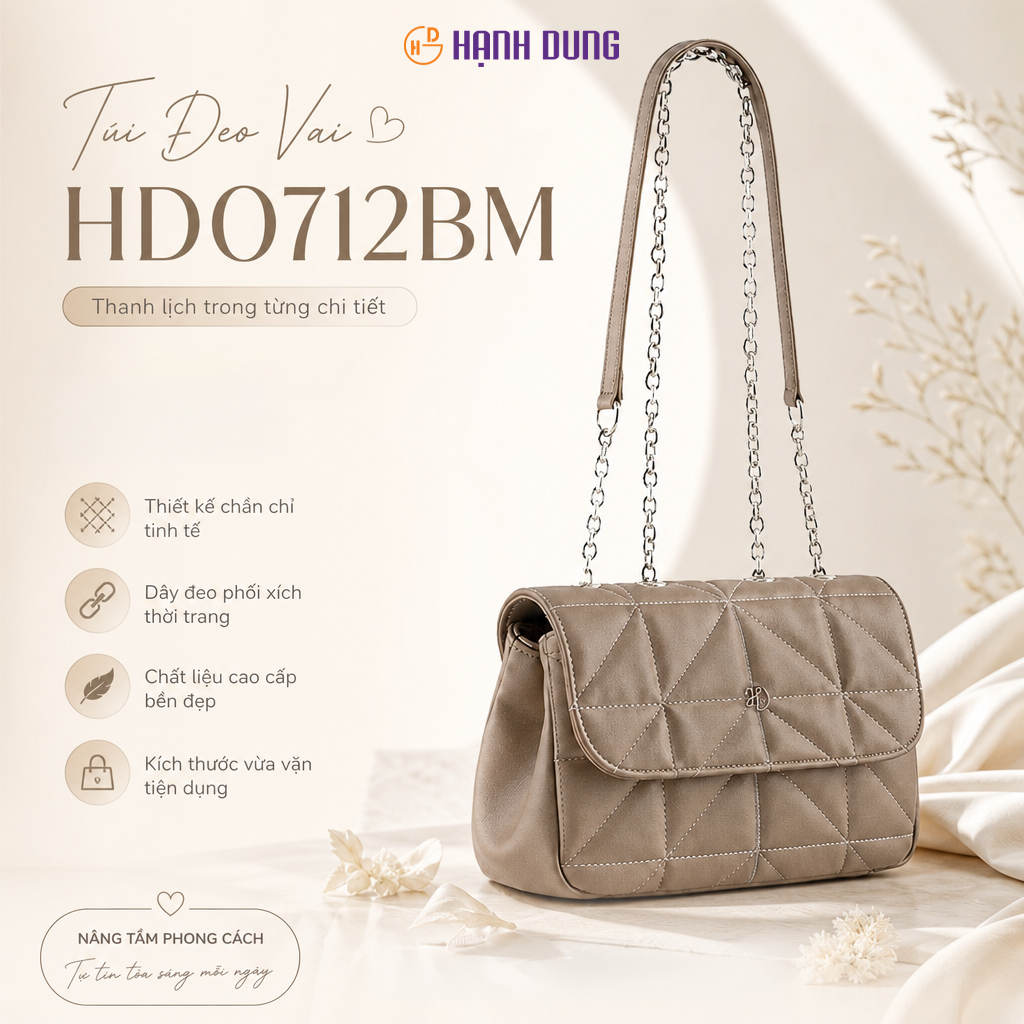 HCM - Túi Hạnh Dung Double Chain Bag HD0712BM ( Đen- Hồng - Trắng - Xám - Kem  )