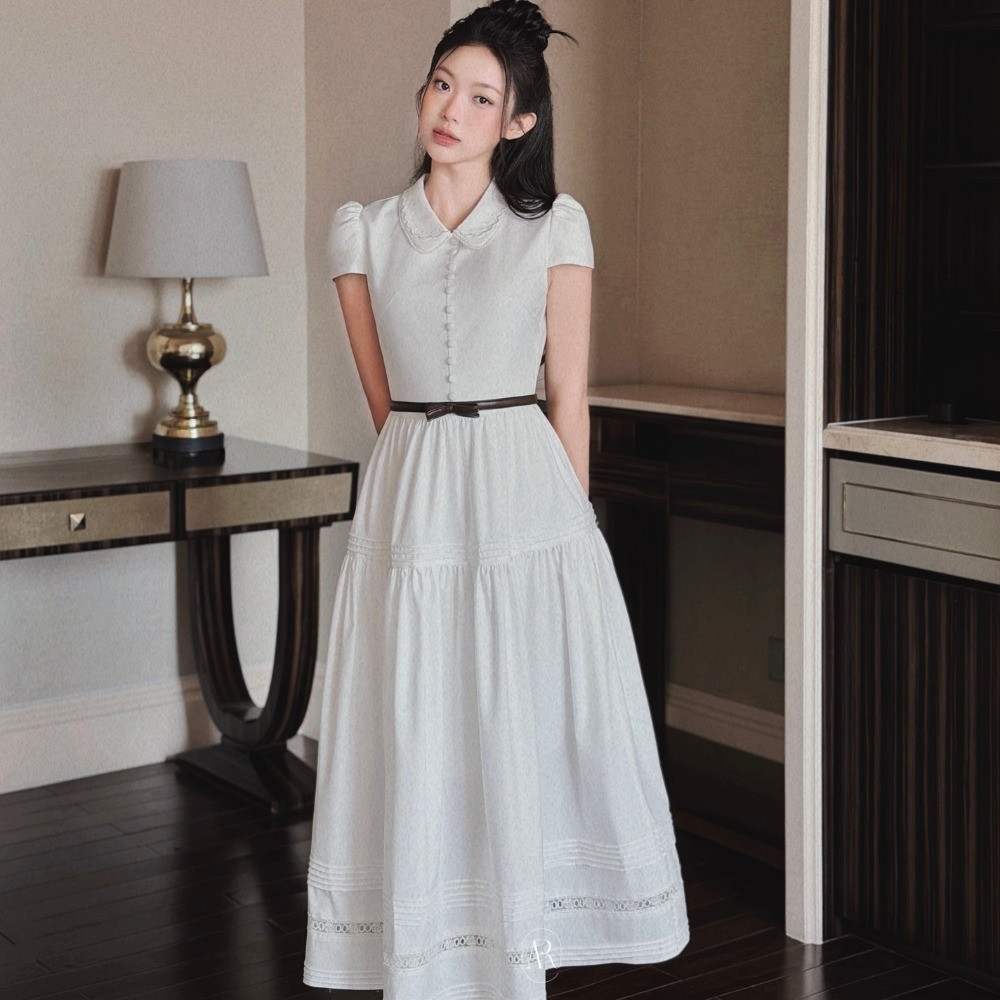 ARA - Váy xoè dài trắng cổ ren Avena Dress V154