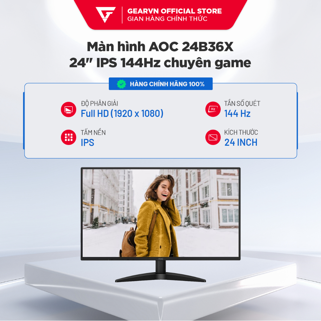 Màn hình AOC 24B36X 24 inch IPS 144Hz chuyên game BH 36 tháng