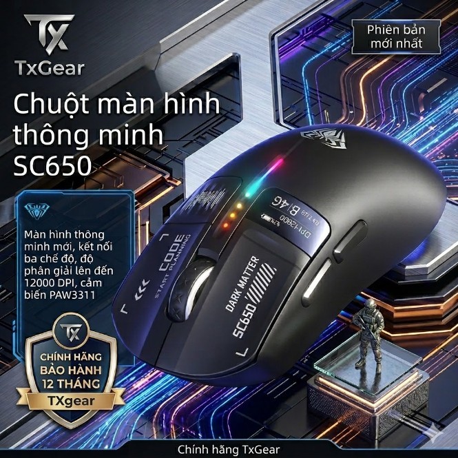 [Mã Giảm Giá] Chuột Gaming Aula SC650 - 3 Mode, Có Màn Hình Đa Nhiệm, Polling Rate 1000Hz, Siêu Nhẹ | BigBuy360 - bigbuy360.vn