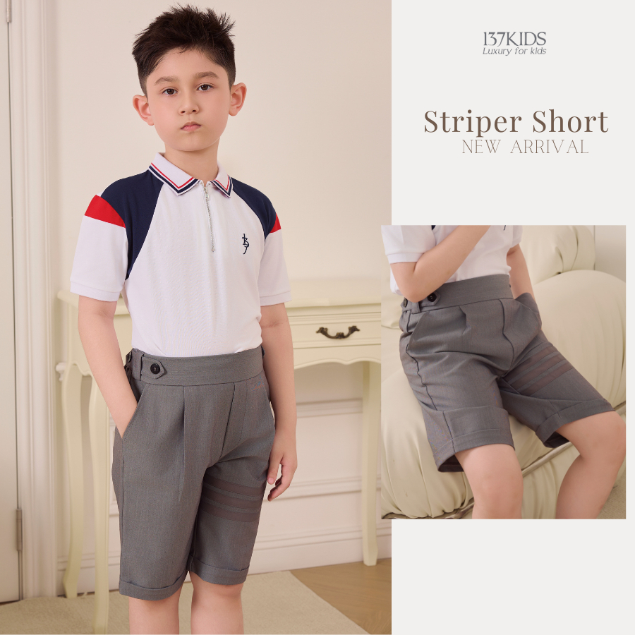 QUẦN STRIPER SHORT CAO CẤP THIẾT KẾ 137KIDS CẠP CHUN BÉ TRAI - QS2608