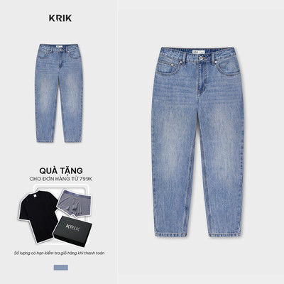 Quần Jeans Nam KRIK Form Baggy Chất Liệu Thấm Hút Tốt Thiết Kế Mài Nhẹ QJ6248
