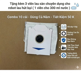 Túi Đựng Rác Cho Robot Ecovacs Deebot N30 / N30 Pro Omni - Vải Dày 4 Lớp, Gioăng Kín, Khử Mùi Rác (Combo 5-10 Cái)