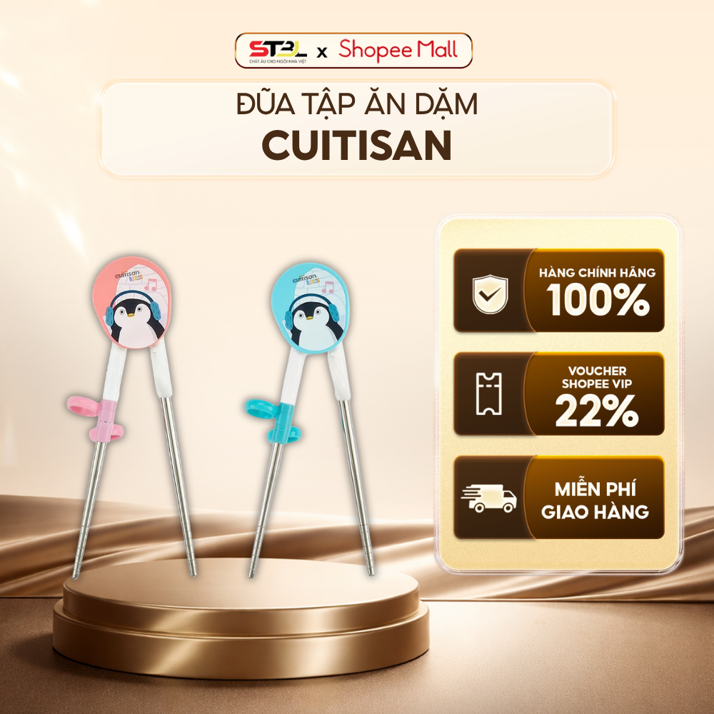 Đũa tập ăn dặm Cuitisan vòng xỏ ngón silicone mềm mại định hình chuẩn cầm đũa cho bé EC10-303 SNT Ki