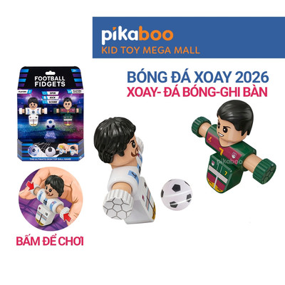 Đồ chơi bóng đá xoay Pikaboo, mô hình cầu thủ bóng đá mini, trò chơi đối kháng cho bé, kèm bóng