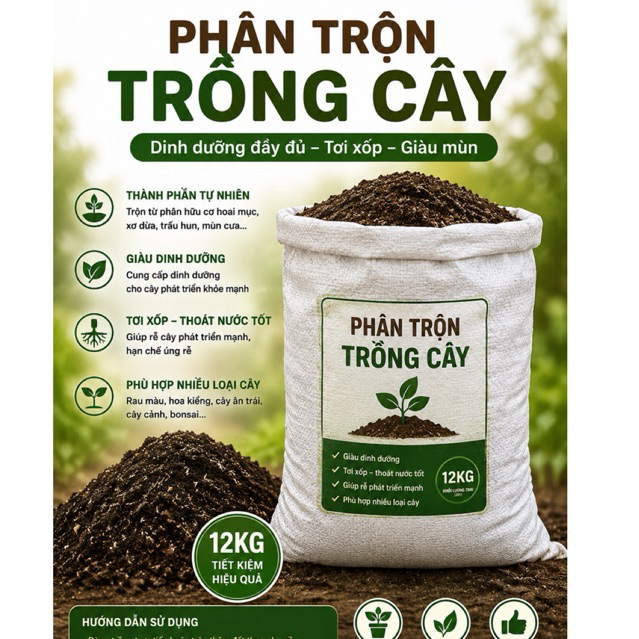 Phân Trộn Trồng Cây (Trấu+mụn+tro+phân bò)