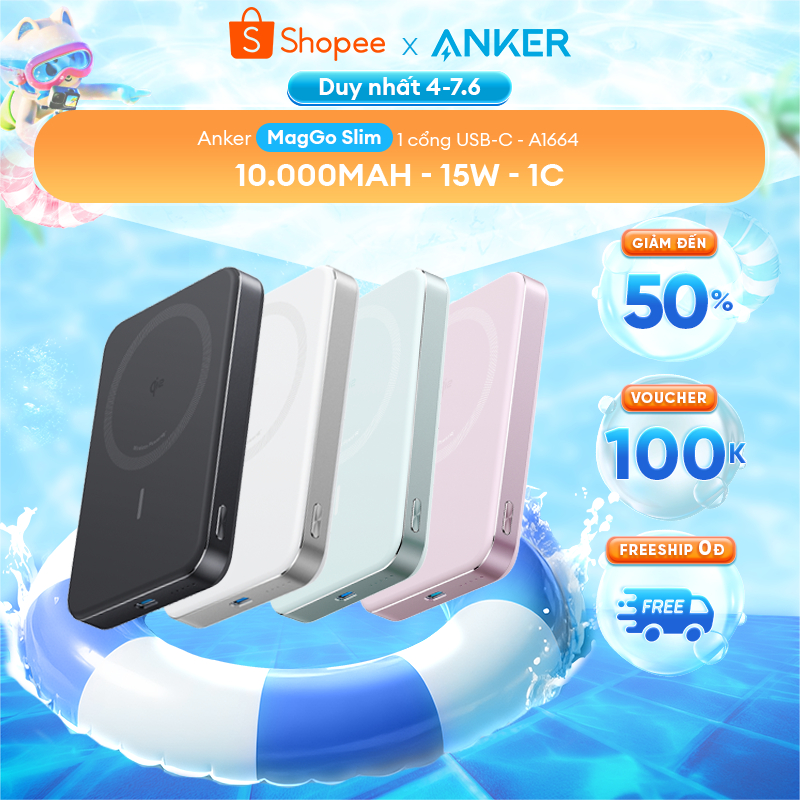 [ANKER] Sạc Dự Phòng Anker từ tính 10kmAh | Anker MagGo Power Bank MagSafe Qi2 (10K, Magnetic Wirele