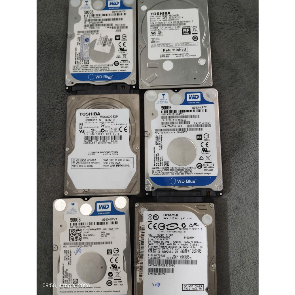 HDD 500GB các loại cũ SK 100%