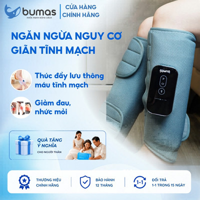 Máy Massage Bắp Chân BUMAS M5 – Máy Massage Chân Túi Khí Bionic, Chườm Nóng 3 Cấp Độ, Không Dây