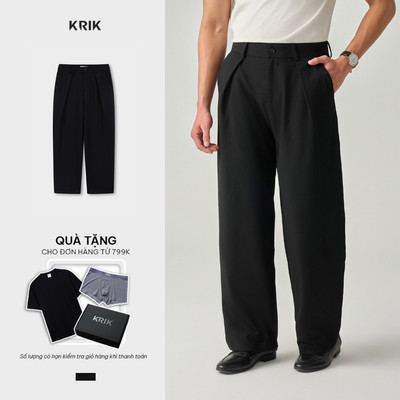 Quần Âu Nam KRIK Form Straight Chất Rayon Co Giãn Thiết Kế Xếp Ly Bản To QA7168