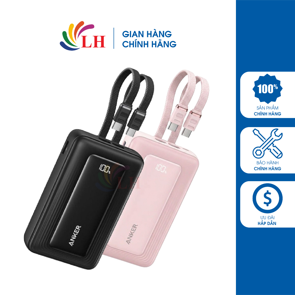 Sạc dự phòng Anker Zolo Power Bank 1USB 1Type-C 45W 20000mAh A110M - Hàng chính hãng