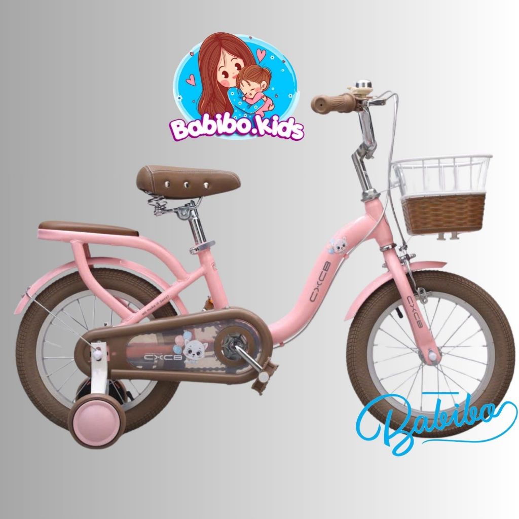 Xe đạp trẻ em, Xe đạp bé gái siêu xinh có giỏ mây VIP babibo kids