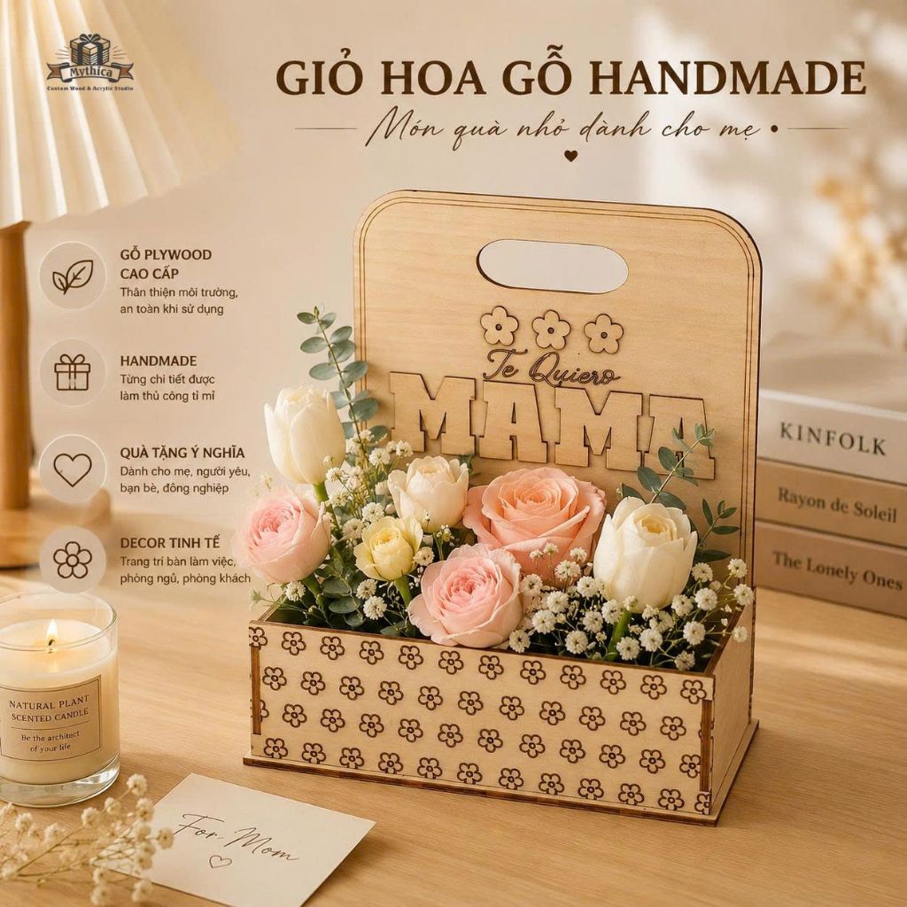 [Giỏ gỗ] Giỏ Hoa Gỗ Mini Handmade — ảnh listing minh họa