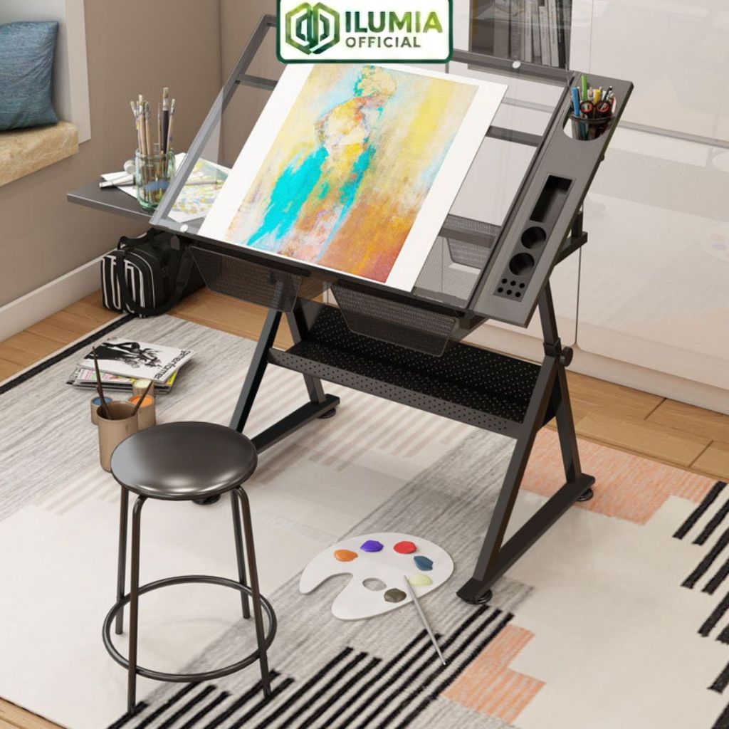 Bàn vẽ mỹ thuật đa năng khung sắt sơn tĩnh điện thương hiệu ILUMIA - GN87
