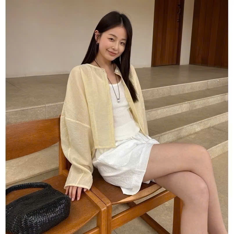 𝗧𝗼𝘃𝗲 𝗟𝗶𝗻𝗲𝗻 - |BEELY| - Áo Khoác  tơ mỏng