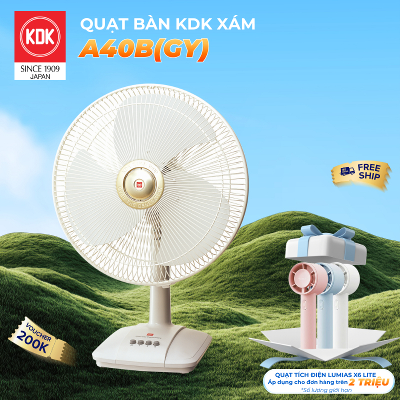 Quạt bàn Nhật 3 mức gió (50W) KDK A40B(GY) - Bảo hành chính hãng 24 tháng
