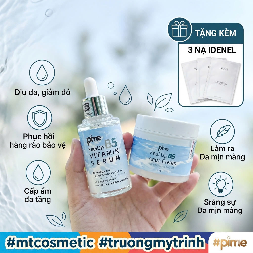 COMBO PHỤC HỒI & CẤP ẨM PIME B5 – B5 VITAMIN SERUM 50G  - B5 AQUA CREAM 50G GIẢI PHÁP CHO LÀN DA YẾU