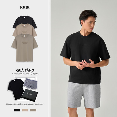 Áo Phông Nam KRIK Form Classic Chất Liệu Mềm Mại Thiết Kế Typography Thêu Tinh Tế Dễ Mặc AP1467