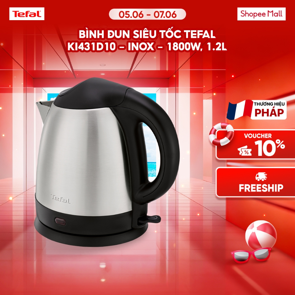 Bình đun siêu tốc Tefal KI431D10 - inox - 1800W, 1.2L