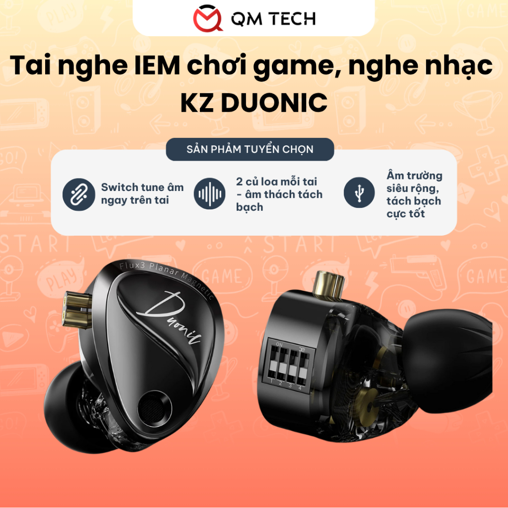 Tai nghe IEM KZ Duonic tích hợp switch tune âm đa dụng | QMTECH STORE