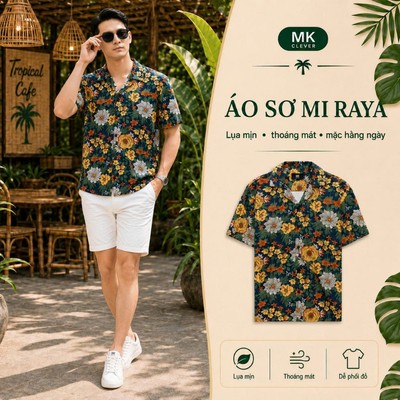 Áo sơ mi nam Raya MKCLEVER chất vải lụa hàn thoáng mát, form regular dễ mặc, phong cách trẻ trung năng động