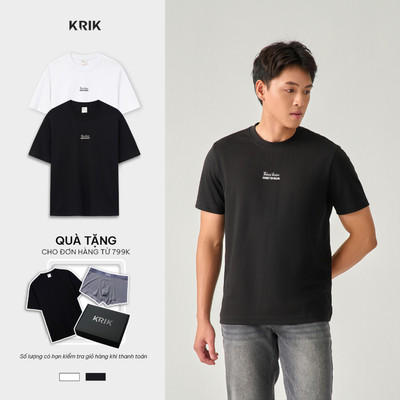 Áo Phông Nam KRIK Form Regular Thiết Kế Typography Nổi Thanh Lịch Hiện Đại AP1464