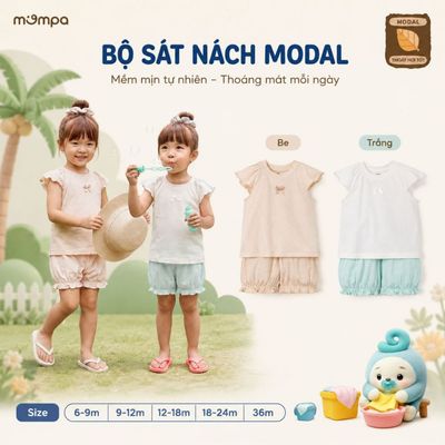 Bộ cộc tay cho bé Mompa sát nách 6 tháng - 3 tuổi vải Modal thấm hút thông hơi thoáng khí DQ MP 0486