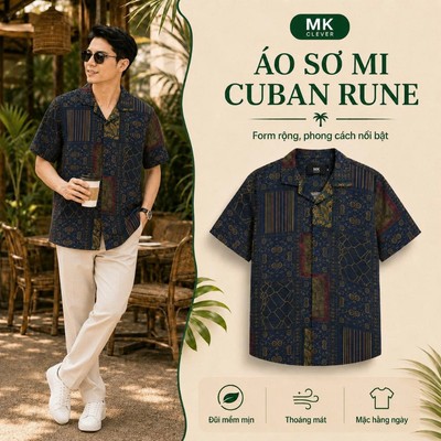 Áo Sơ Mi nam Rune MKCLEVER chất đũi thô mềm mịn, thoáng mát, thấm hút, chống nhăn, form rộng mặc hằng ngày