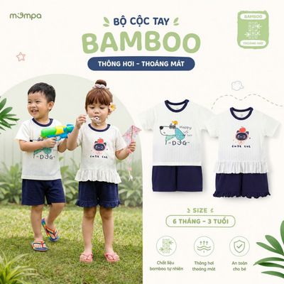 Bộ cộc tay cho bé Mompa 6 tháng - 3 tuổi vải Sợi tre Bamboo thông hơi thoáng khí DQ MP 0519
