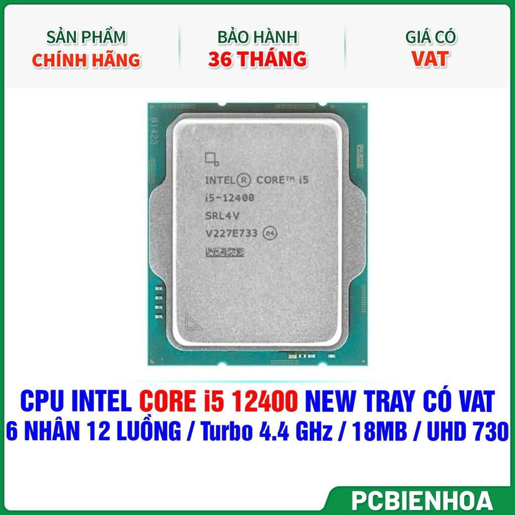 CPU - Bộ vi xử lý Intel Core i5-12400 (Upto 4.4Ghz, 6 nhân 12 luồng, 18MB Cache, 65W) - Socket Intel LGA 1700)