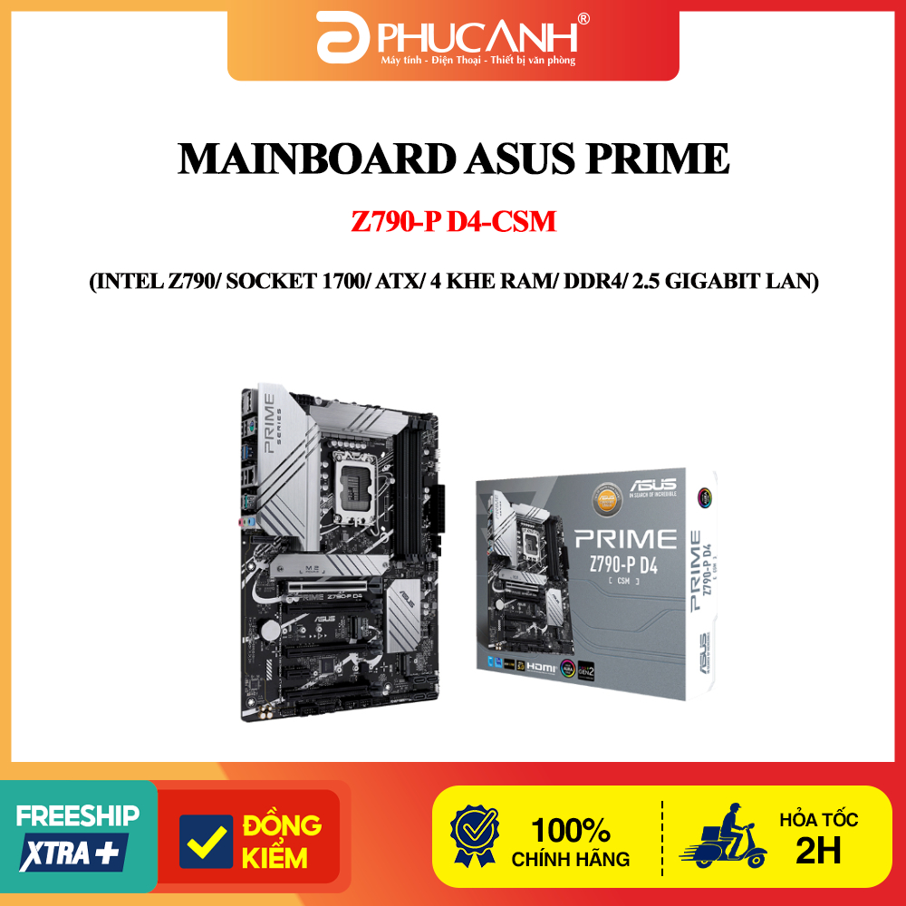 Bo mạch chủ Asus Prime Z790-P D4-CSM (Intel Z790/ LGA 1700/ ATX/ 4 khe ram/ DDR4/ 2.5Gigabit LAN)