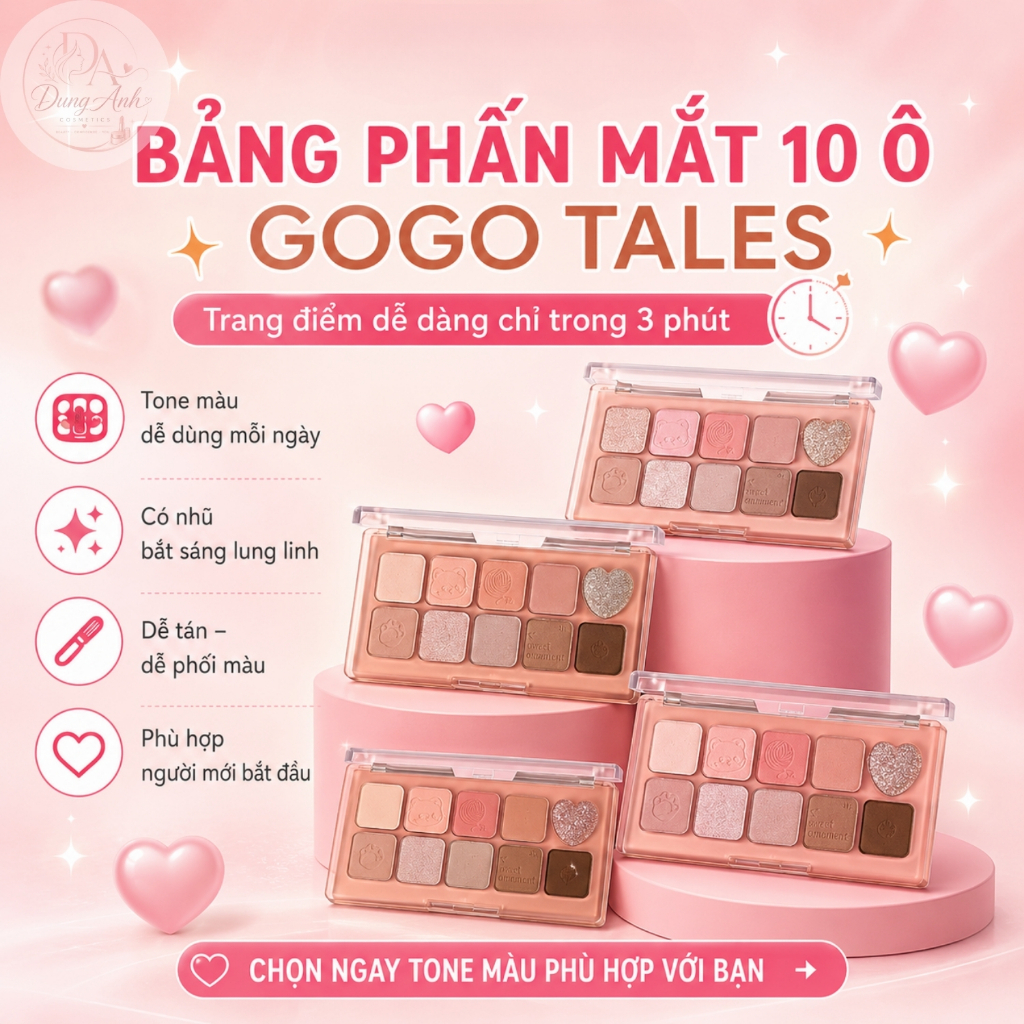 Bảng Phấn Mắt 10 Ô Tone Nude Hồng Nâu Nhũ Lì Lên Màu Tự Nhiên Trang Điểm Hằng Ngày G01 G02 G03 G04