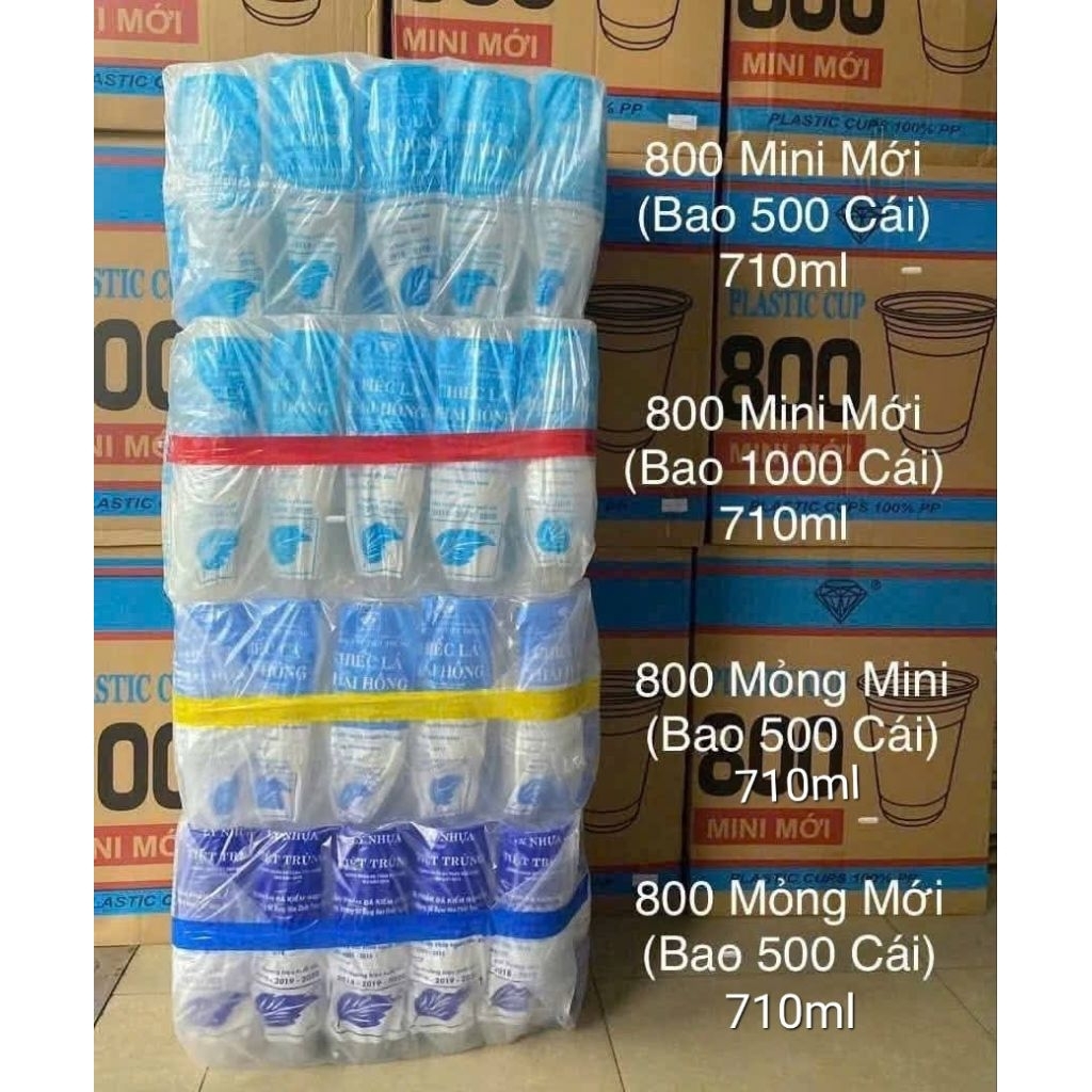 500 ly nhựa 800ml kèm nắp đựng nước mía