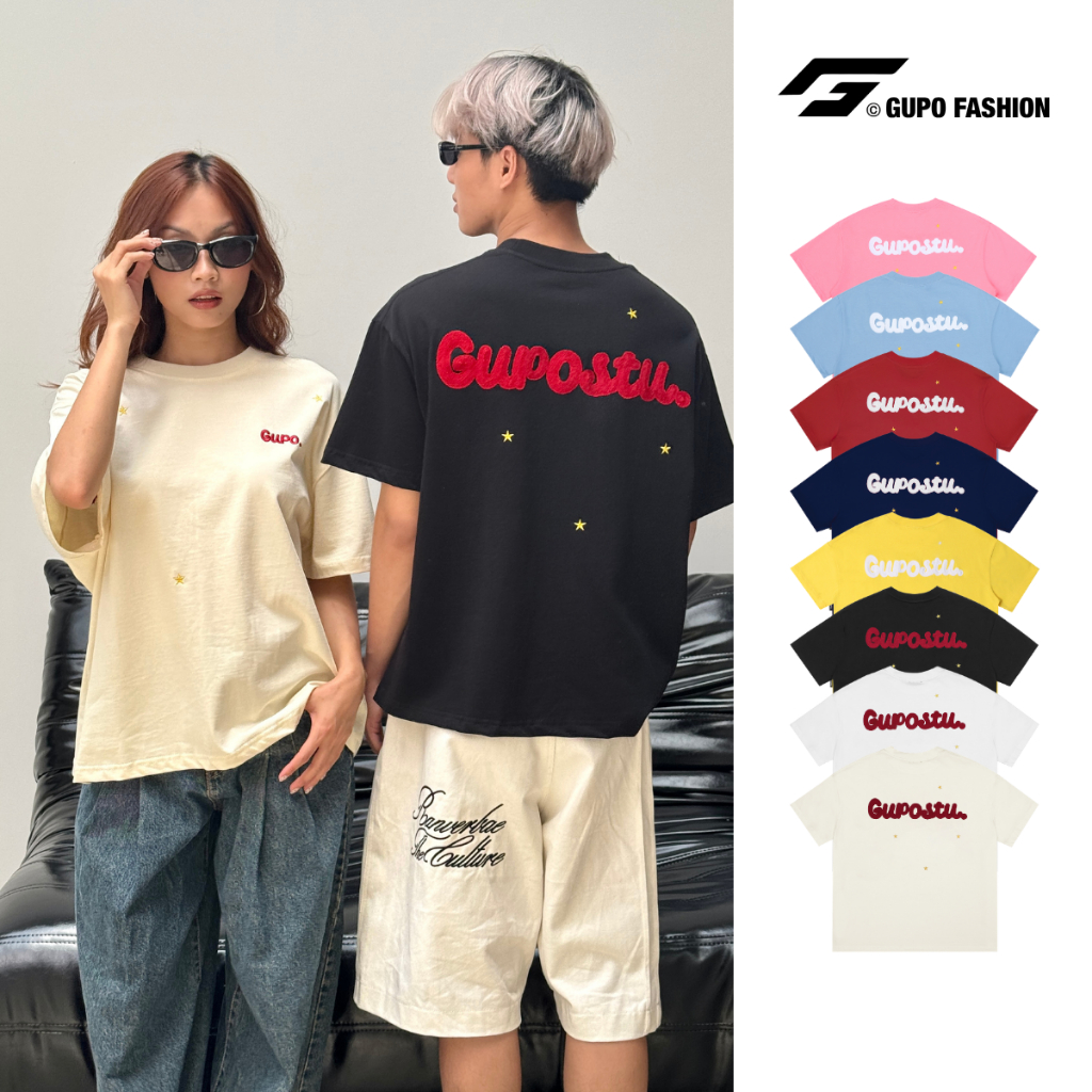 Áo Thun Boxy 280GSM “STAR” Thêu Len Unisex Cotton Local Brand GUPO - TSS01
