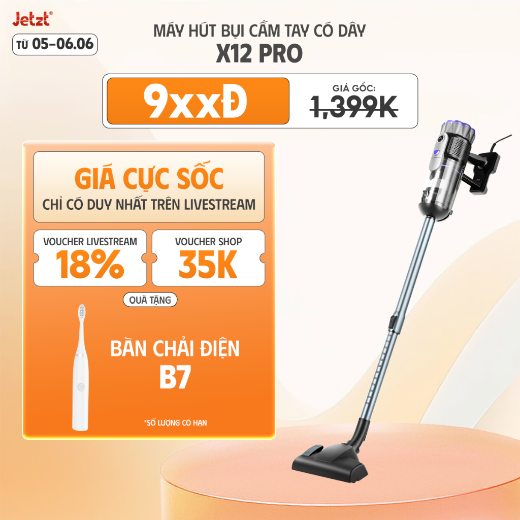 Máy hút bụi cầm tay đa năng có dây JETZT X12, lực hút 21000PA