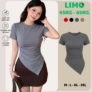 Áo Thun Nữ Bigsize Tay Ngắn Cổ Tròn LIMO Áo Vạt Xóe Nhọn Vải Thun Nhũ Ôm Body Đẹp Dễ Thương MS130 Áo Kiểu Thời Trang