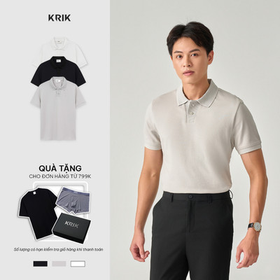 Áo Polo Nam KRIK Form Regular Thiết Kế Nẹp Cách Điệu Bo Gân Nổi Hiện Đại PL2286
