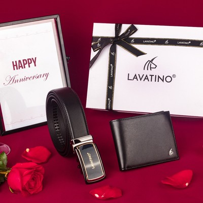 SET QUÀ TRI ÂN –  Set Ví Da Thắt Lưng Nam Fullbox Chính Hãng, Cao Cấp Lavatino, WB18-TIMELESS